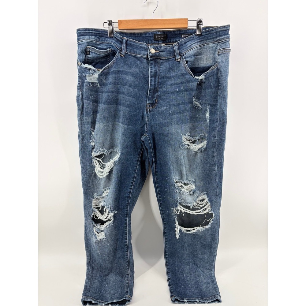 Judy Blue, Boyfriend High Rise, Distressed Jeans, Women's Size 22W, Pre-Owned